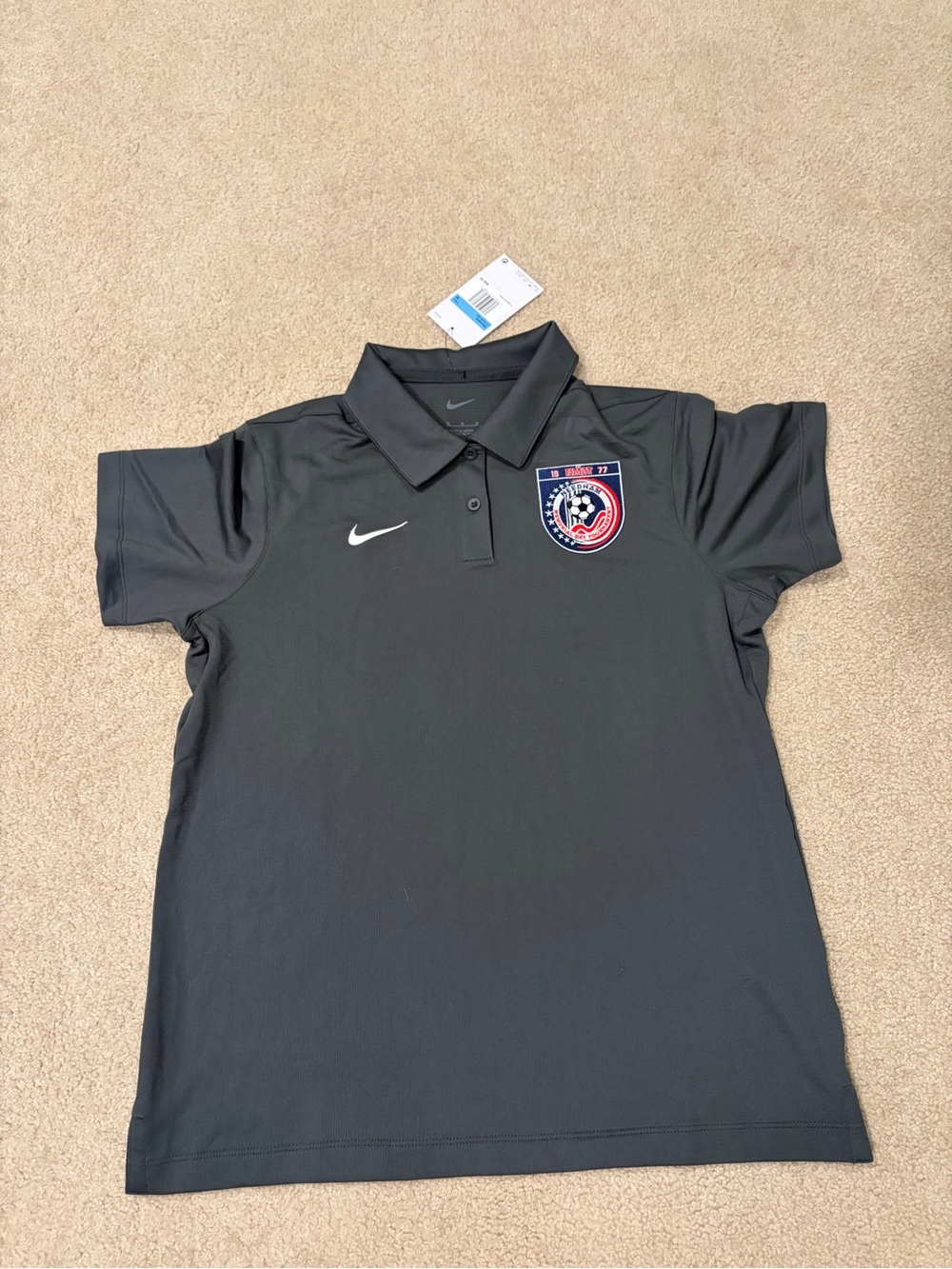 Nike Kids Gray Soccer Polo with Crest